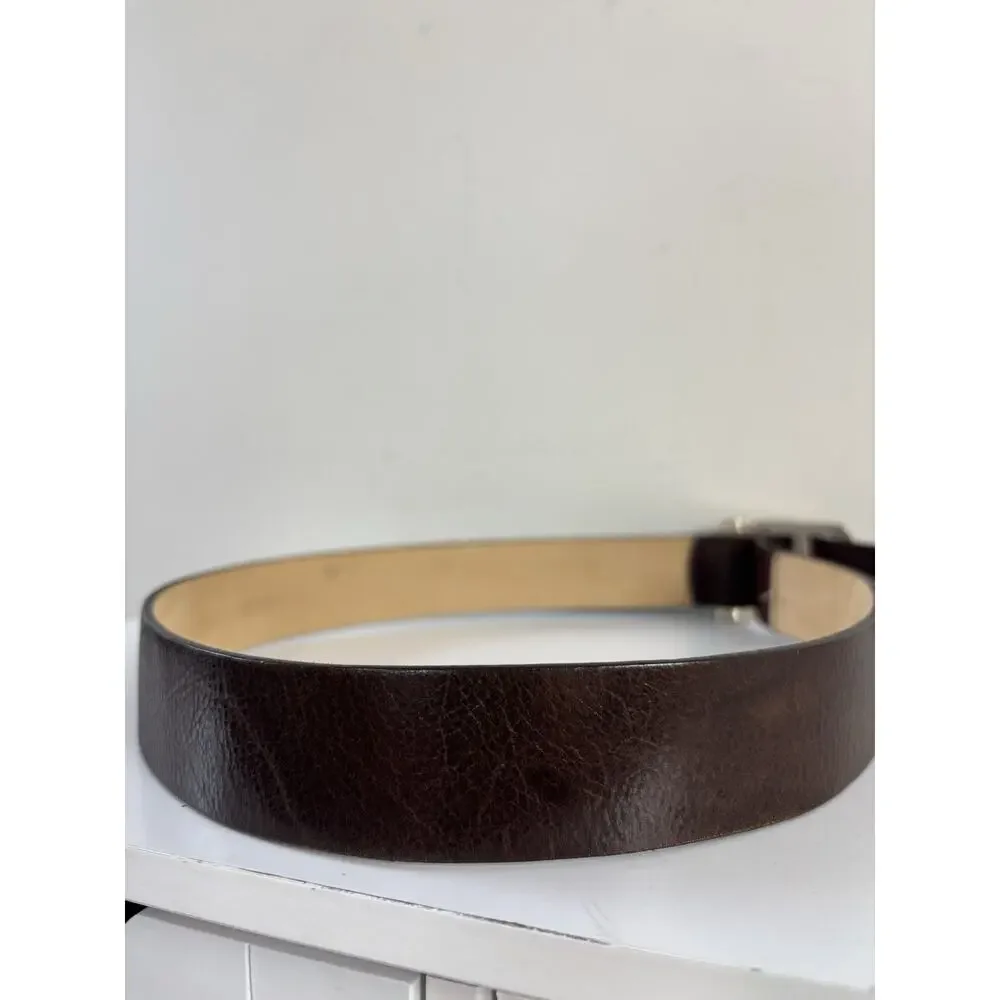 Vtg 90s CK Calvin Klein Brown Buffalo Calf Leather Harness Belt Men’s M